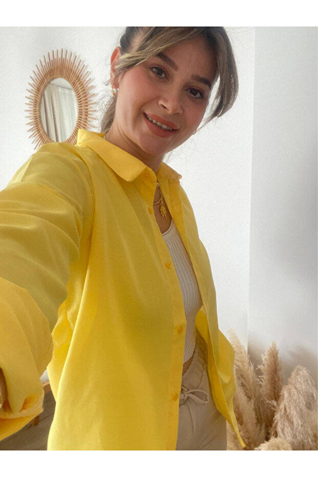 Kadın Oversize Basic Uzun Gömlek - 5
