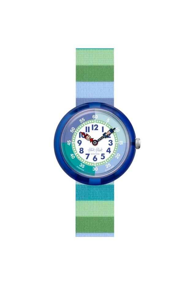 Fbnp226 Flik Flak Stripy Green Children's Wristwatch