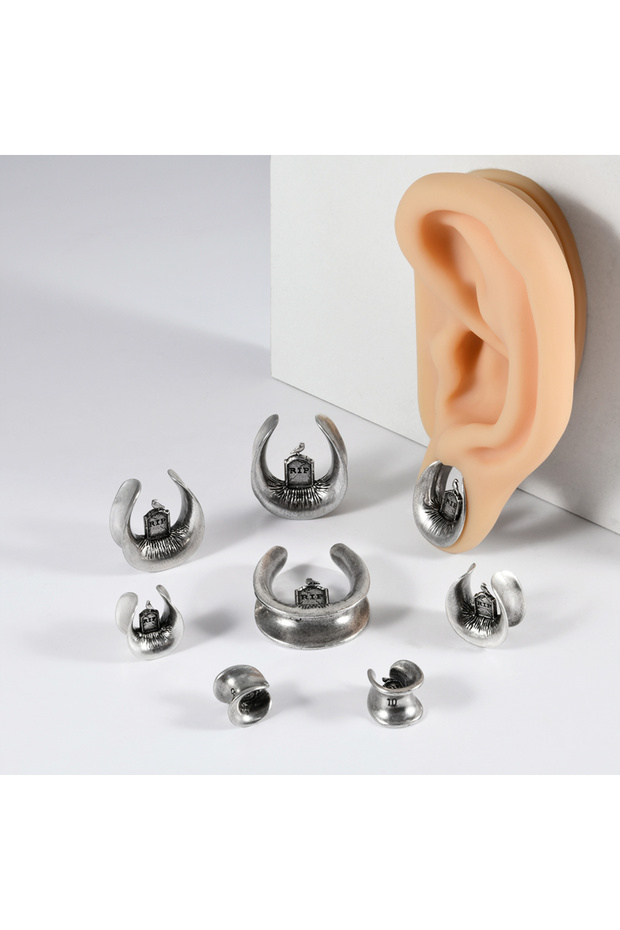 1PC 19MM 1PC Style C 1PC Copper Cross Crow Tongue out Ear Tunnels Plugs Earring Gauges Plugs Expande - 1
