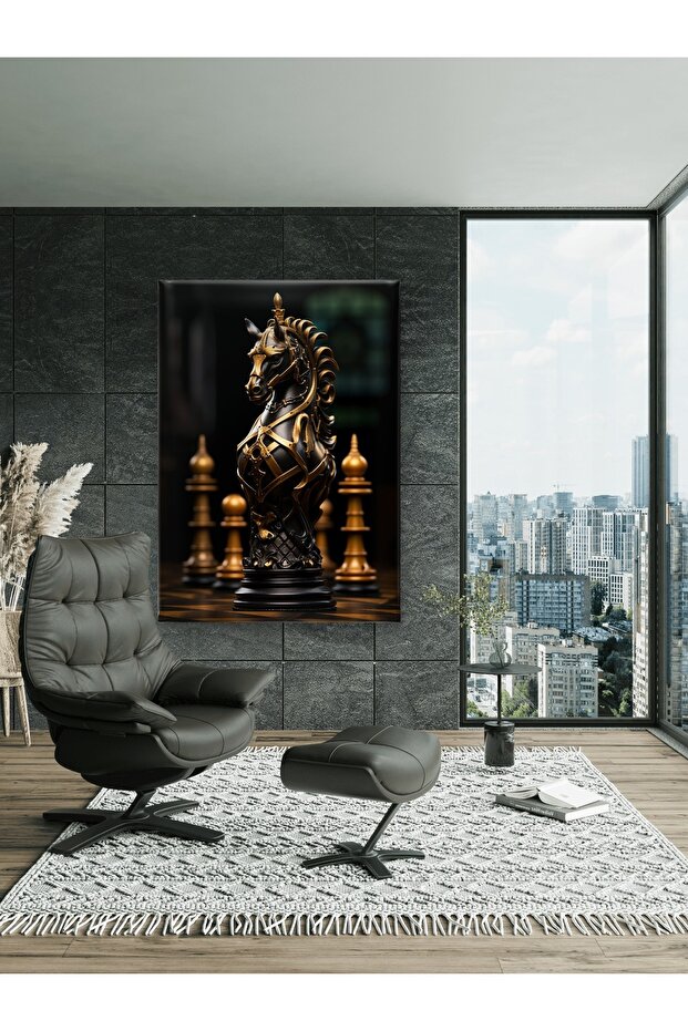 SATRANÇ TEMALI BASKILI KANVAS TABLO - 8