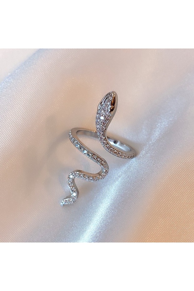 ZB0010-1 Snake Ring for Women Micro Inlaid Cubic Zirconia Wound Small Female Simplicity Adjustable O