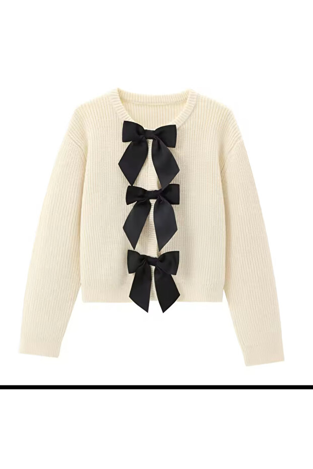 Thessaloniki Knitted Cardigan with Large Bow Detail