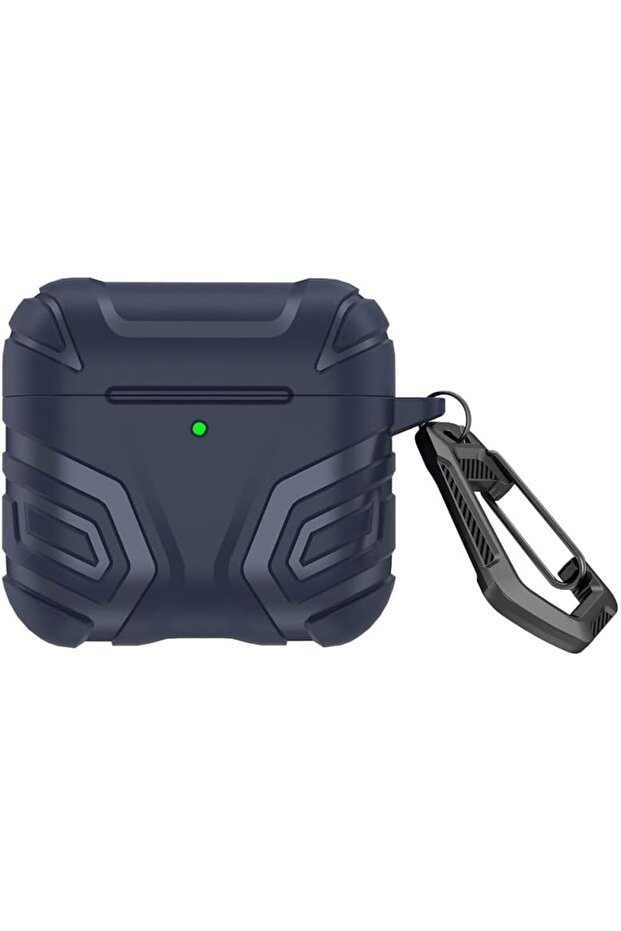 Airpods 4 Case Cover with Keychain | Rugged Hard Shell Case Design |Dark Blue