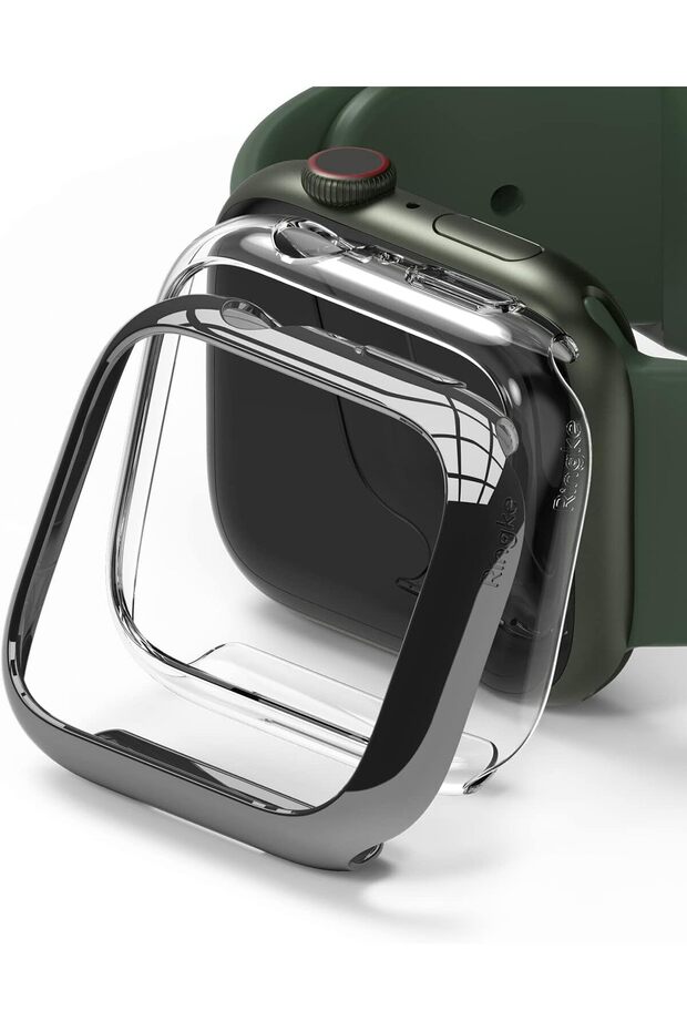 Apple Watch 9 / 8 / 7 41mm Apple Watch Series (41mm) Case | Slim Series| Clear + Dark Chrome