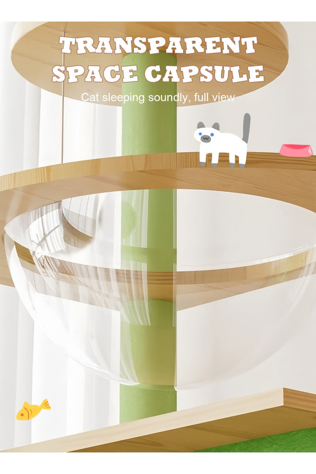 Cat Tree Scratching Post Cat Climbing Frame with Space Capsule Large Cat Bed Cat Toys - 2