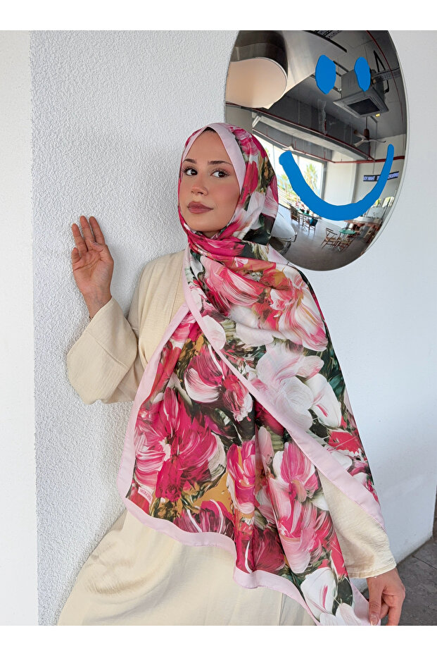 Patterned Cotton Soft Shawl Inspiration Series Powder Fuchsia Ps88