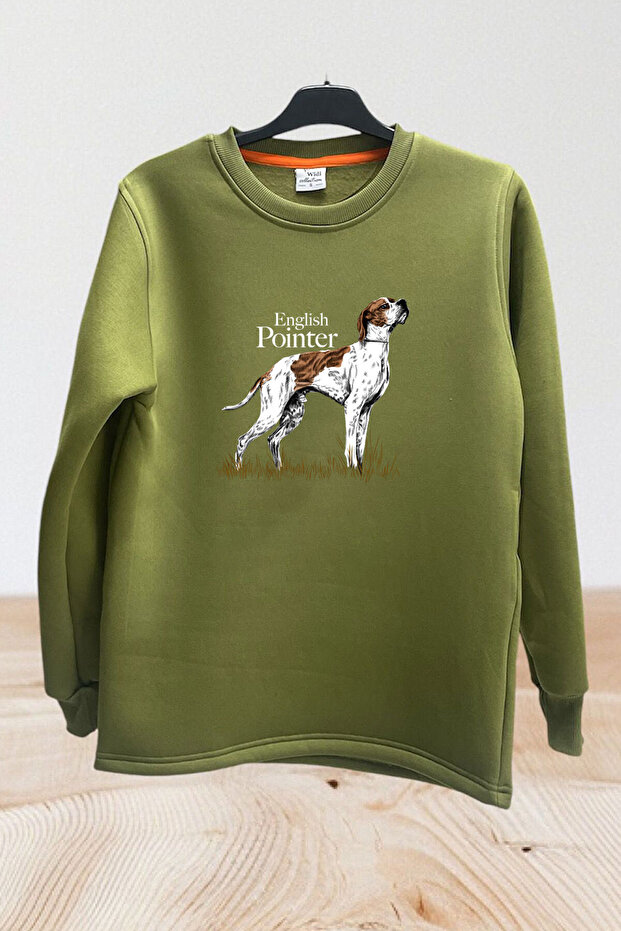 Hunting Hunting English Pointer Hunting Dog Printed Regular Fit 100% Cotton Crew Neck Sweatshirt