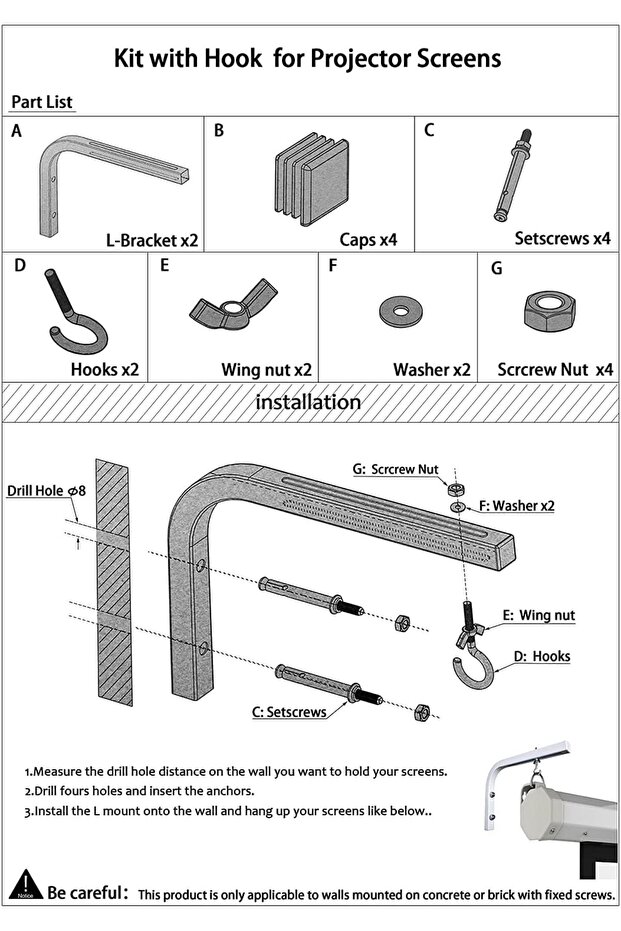 شاشة عرض عالمية مع حامل على الحائط على شكل حرف L مع حامل قابل للتعديل في السقف - 8
