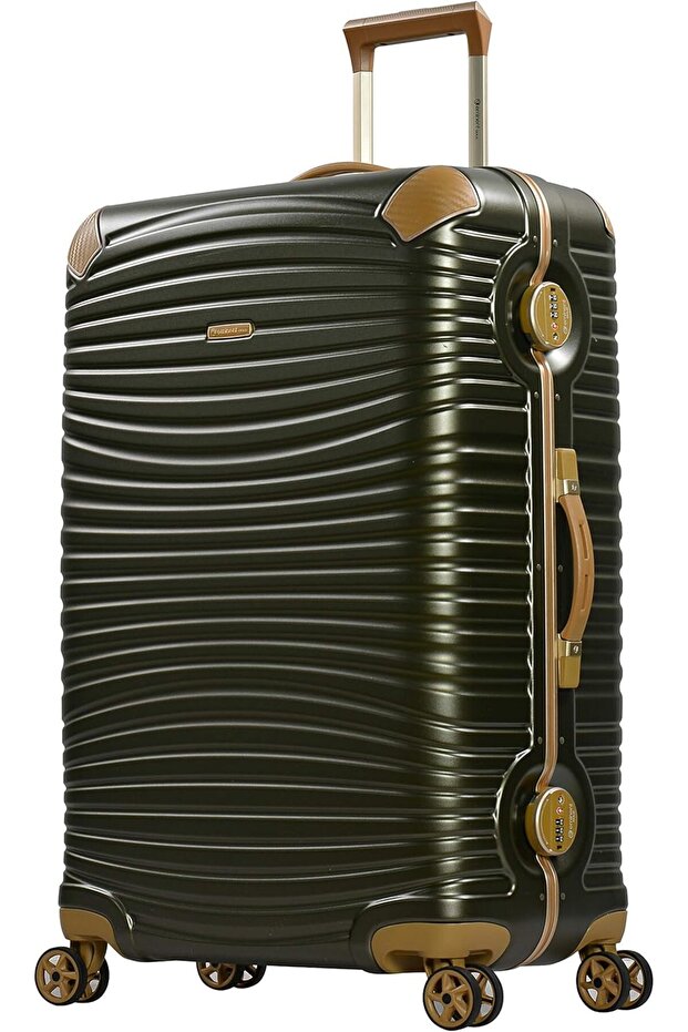 Luggage Makrolon Polycarbonate Gold Jetstream Aluminum Frame Zipper Less Suitcase Extra Corn
