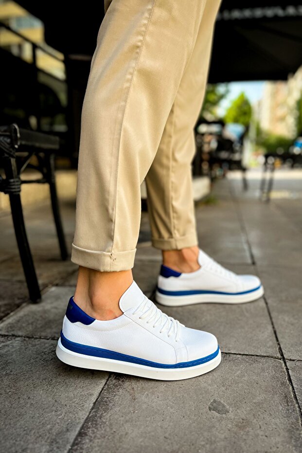 Mn979 - Santoni Gbt Sports Men's Shoes White/Blue