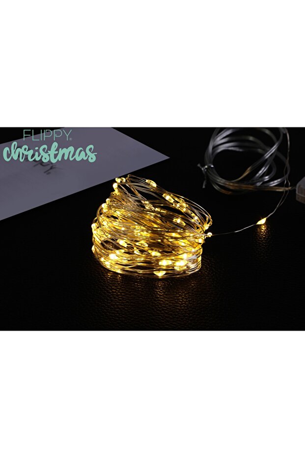 Christmas light string, 2 m, 20 LEDs, multicolor, 8‑function remote, USB, copper wire - 2