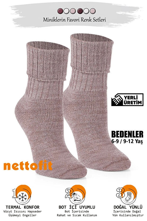 6-9 ve 6-12 Yaş Kışlık Örme Çorap Termal ve Yünlü Bot Çorabı - 2