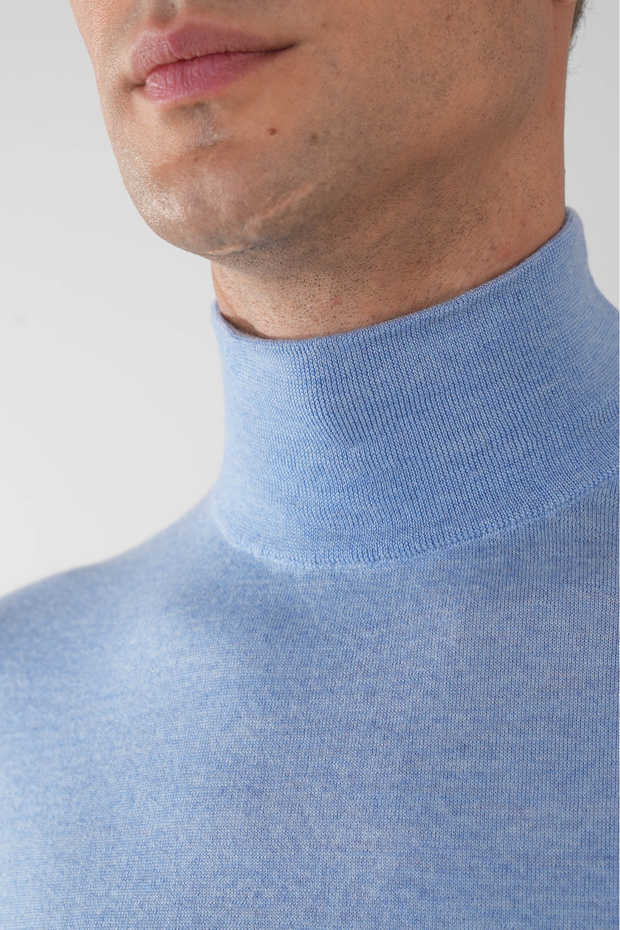 Erkek Basic Yarım Balıkçı Yaka Triko Mavi - 3