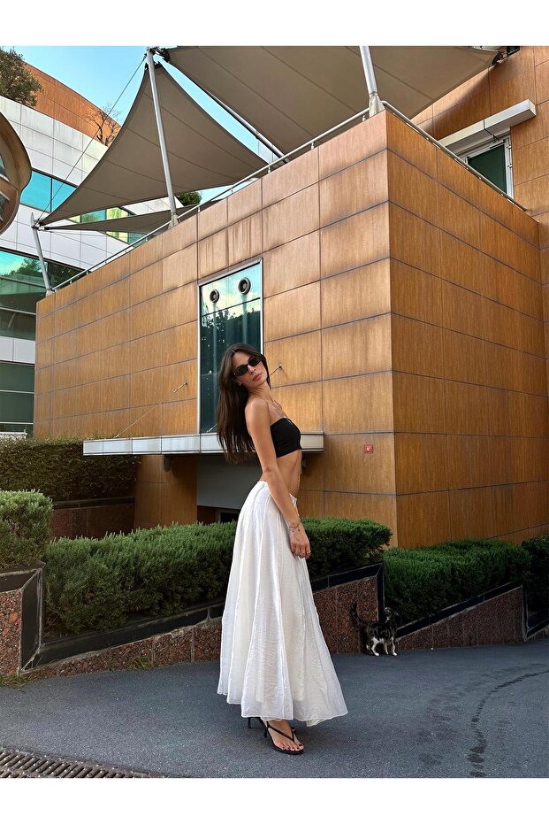 Godeli Maxi Etek Beyaz - 5