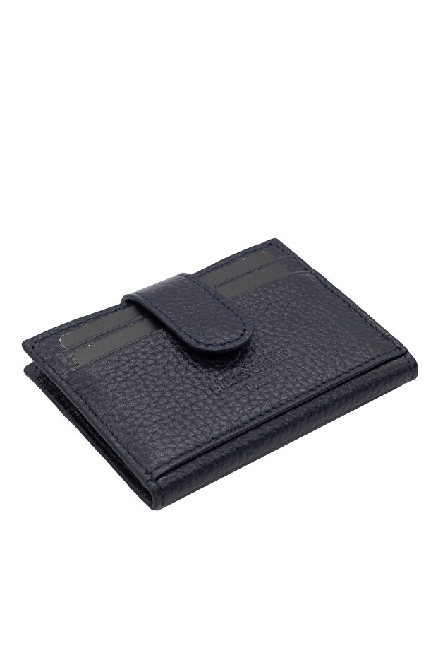 Navy Blue Unisex Leather Card Holder 0107L1N