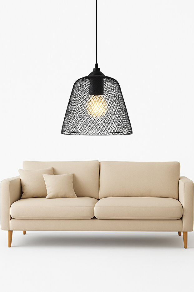 Magnia Siyah İşlemeli Metal Sarkıt Avize - 4