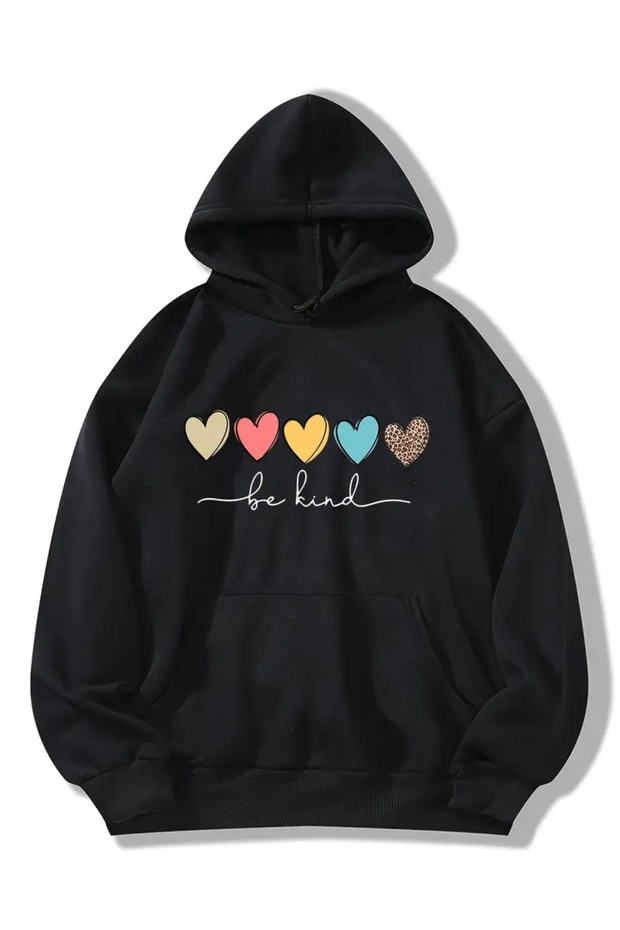 Be Kind Heart Printed Oversized Unisex Women/Men Hoodie Sweatshirt