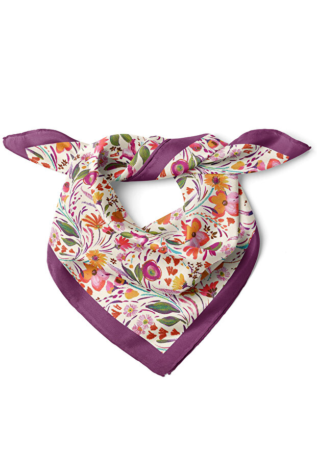 Colorful Flower Garden Pattern Scarf Bandana 50X50 cm