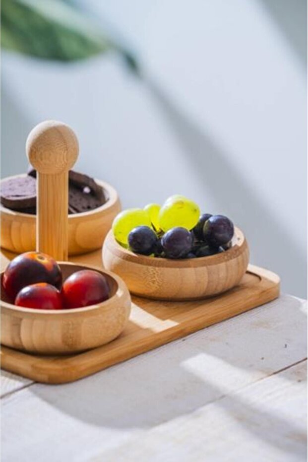 BAMBU TEPSİLİ 4'LÜ KASE/ÇEREZLİK - 2