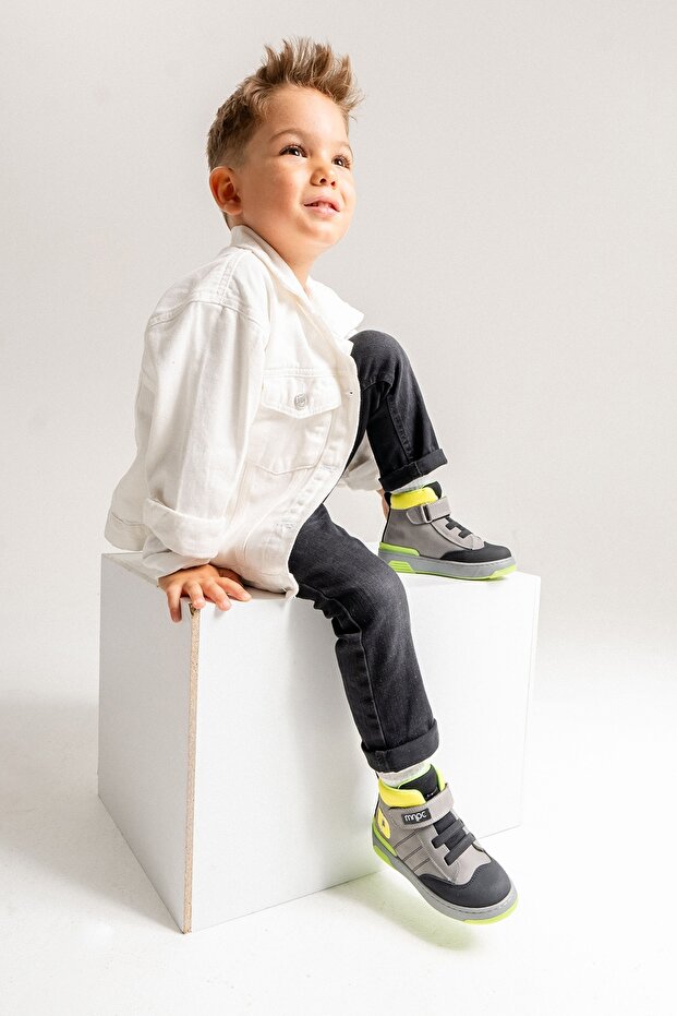 Erkek Çocuk Gri Hakiki Deri Anatomik Günlük Bot - 2