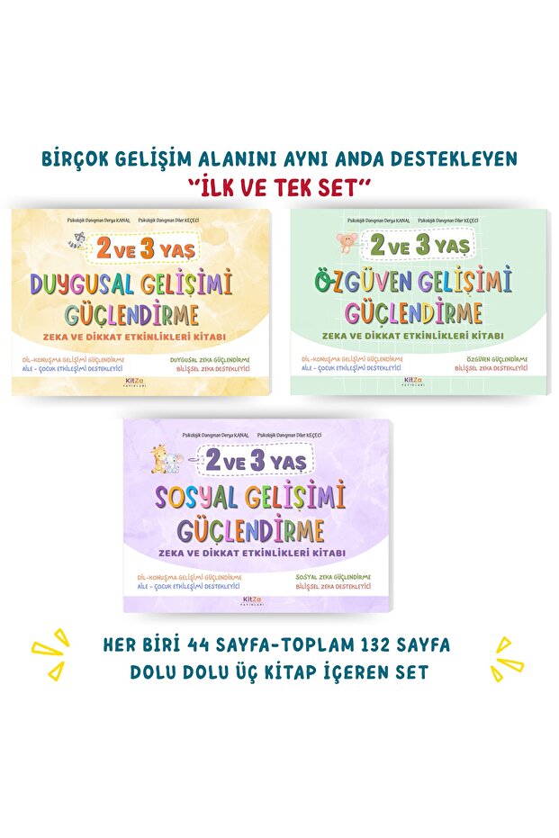 kitza yayınları 2 VE 3 YAŞ İÇİN EĞİTİCİ ETKİNLİK SETİ (DUYGUSAL,SOSYAL,ZİHİNSEL, ÖZGÜVEN GELİŞİMİ DESTEKLER)