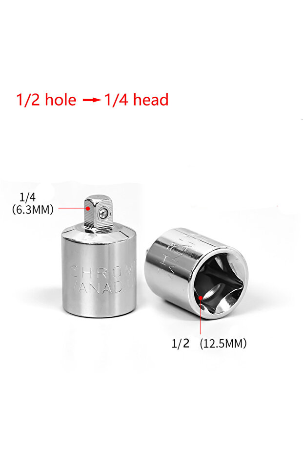 1-2hole1-4head(1pcs) 1/4" 3/8" 1/2" Ratchet Wrench Adapter Chrome Vanadium Sleeve Drive Socket Conv