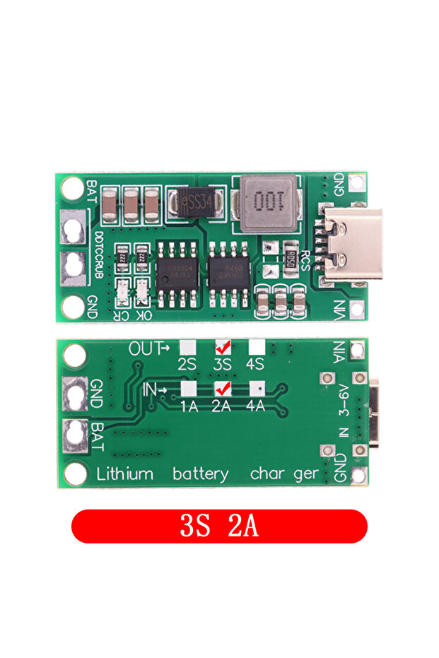 شاحن متعدد الخلايا 3S 2A 2S 3S 4S Type-C إلى 8.4V 12.6V 16.8V معزز ببطارية ليثيوم بوليمر ليثيوم أيون 7.4V