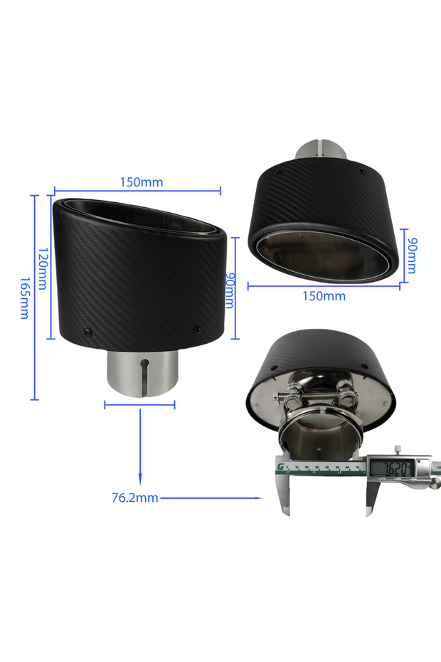 Polishing-76.2mm 1Pcs Universal Car Matte Carbon Fiber Muffler Tip Exhaust Pipe Nozzle Decoration St