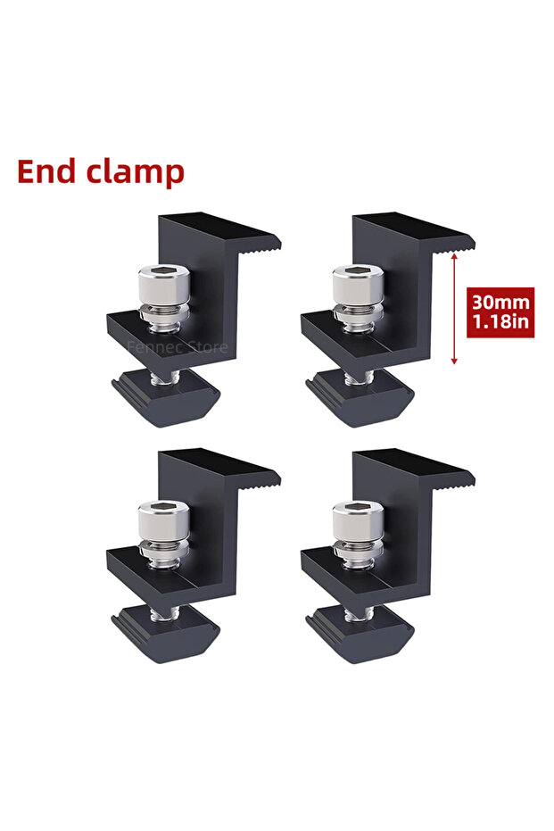 مشبك تثبيت للألواح الشمسية قابل للتعديل من النوع A-4PCS-30MM، مشبك طرفي ووسطي للألواح الكهروضوئية