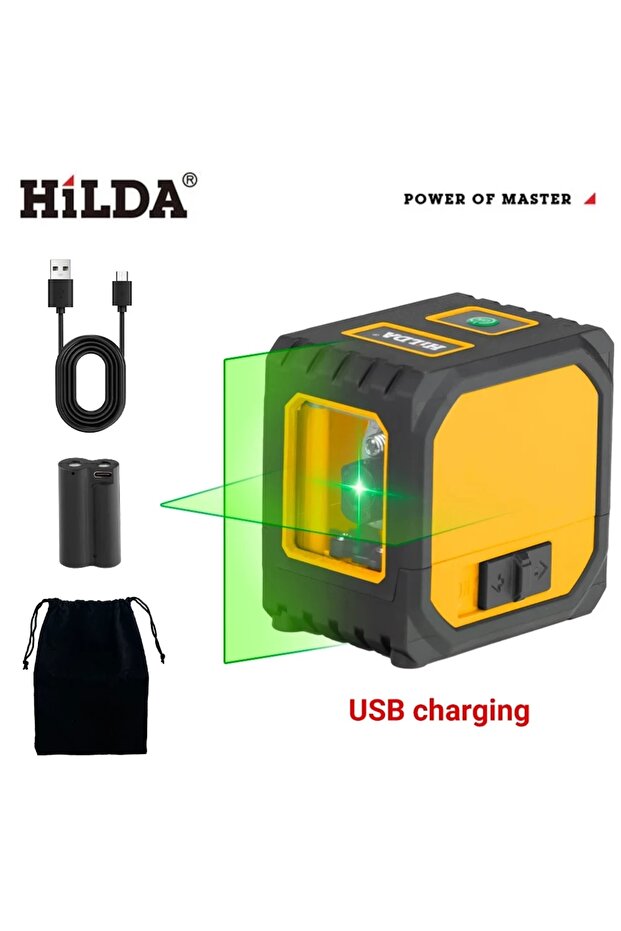 HILDA KTZYOZ098 HILDA 2 Lines Mini Laser Level Self Levelling Green Beams Laser Horizontal & Vertica