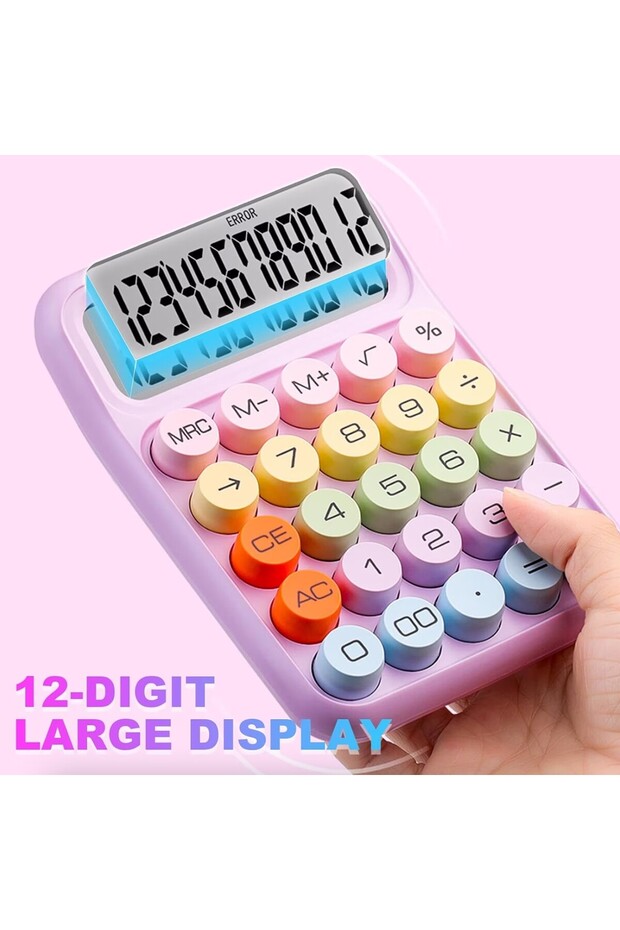 Electronic Calculator for Kids, Flippy, Cute School Calculator with Large 12-Digit Screen and Mechan - 6