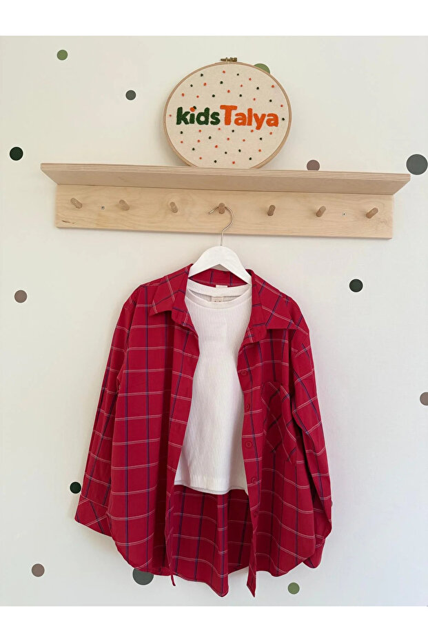 Checkered Shirt-Tshirt Set
