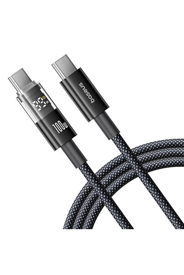 Type-C Cable with Display, 100W, Black - 1