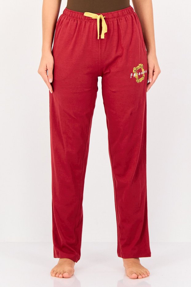 Friends x Women Brand Logo Drawstring Sleepwear Pyjamas, Red