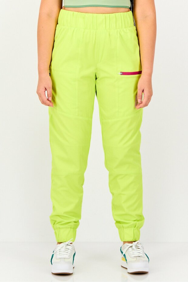 Women Sportswear Fit Outdoor Track Pants, Lime Green