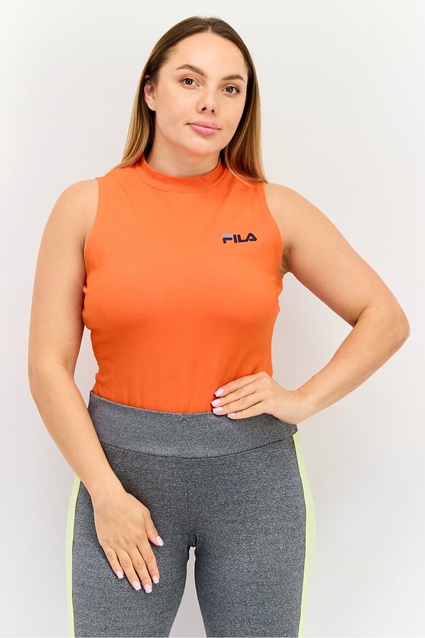 Women Sportswear Fit Sleeveless Outdoor Bodysuit, Orange
