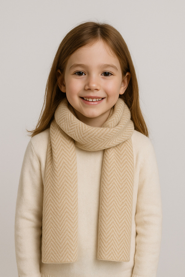 Herringbone Patterned Knitwear Children's Scarf (Age 5-10, 30X140Cm)