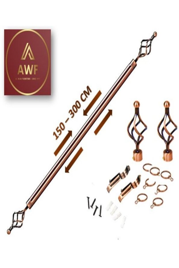 Roman Extendable Curtain Rod, Metal Single Rod Window Treatment Rod Drapery Rod ROSE GOLD, 150–300cm