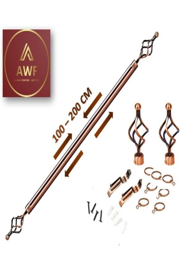 Roman Extendable Curtain Rod, Metal Single Rod Window Treatment Rod Drapery Rod ROSE GOLD, 110–200cm