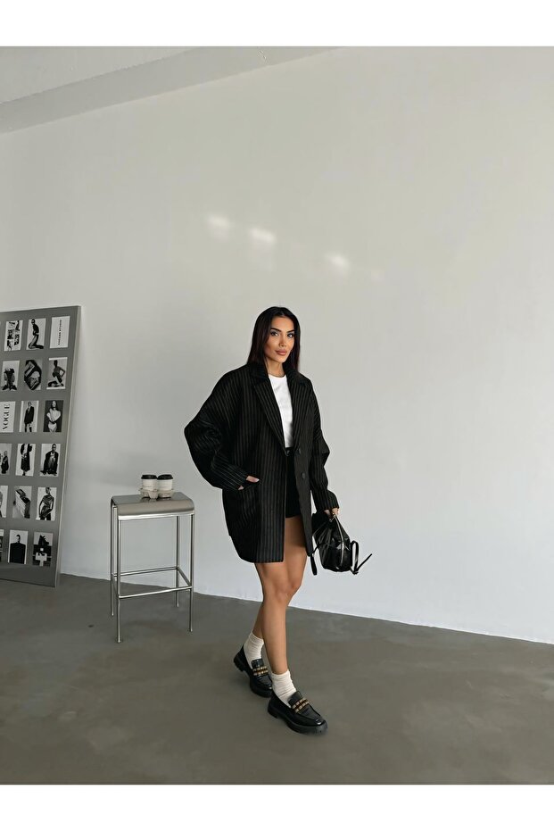 Kadın Oversize Kaşe Ceket - 5