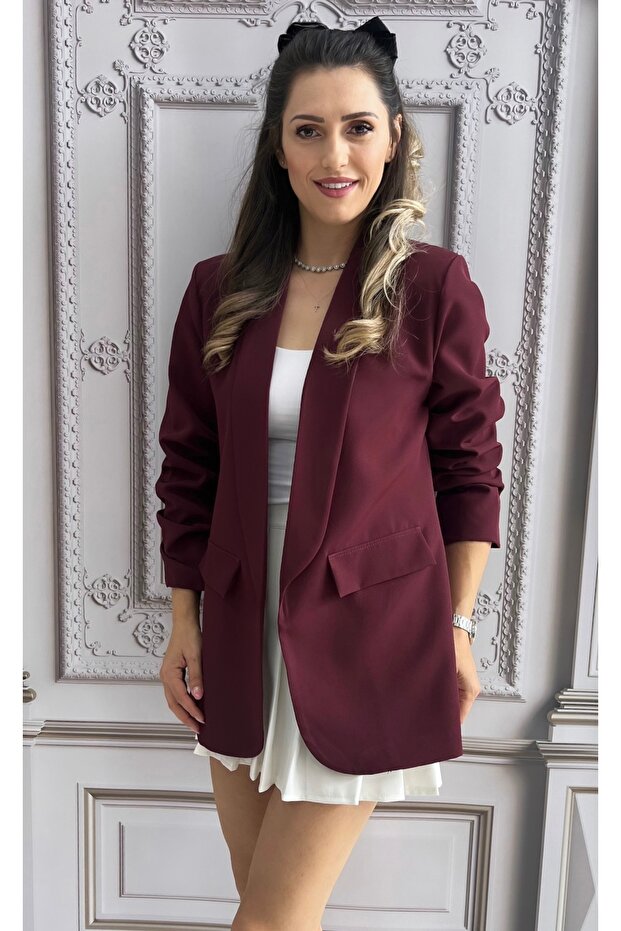 Jacket with gathered sleeves - 1