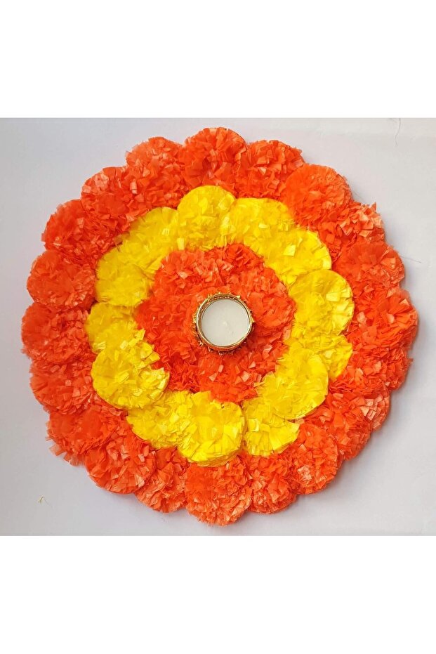 Artificial Flower Handmade Marigold Rangoli Mats for Floor and Home Décor