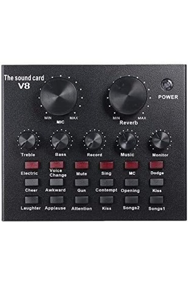 V8 Multifunctional Live Sound Card USB Audio Interface Intelligent Volume Adjustable Audio Mi - 1