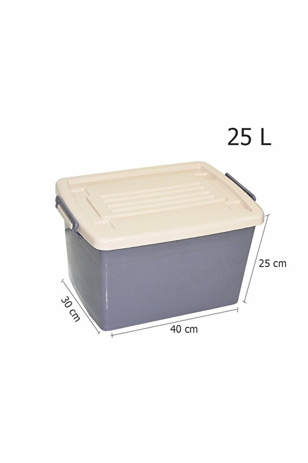 صندوق تخزين بلاستيكي مزود بعجلات ومتعدد الإستعمالات 25 لتر - 3
