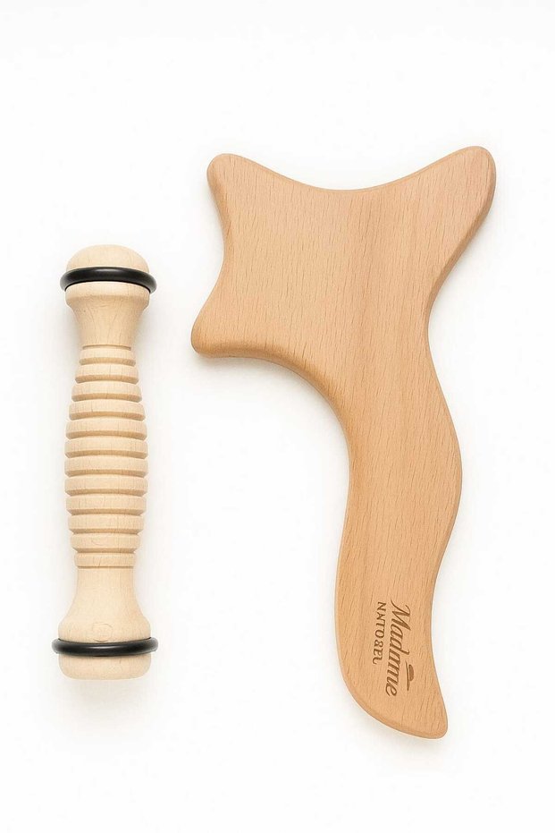 100% Natural Set of 2 Wooden Massage Tools