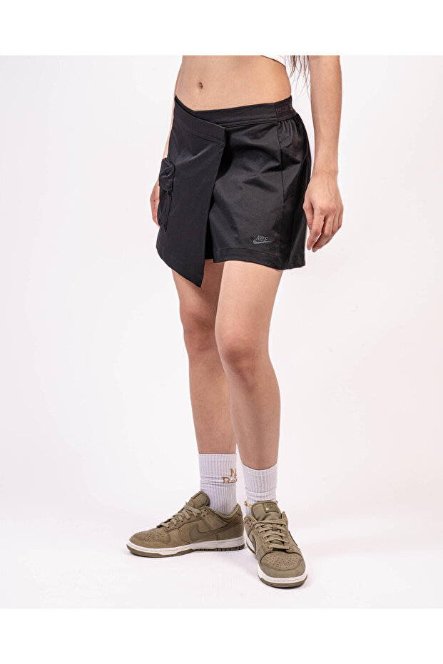 tech pack kadın siyah yüksek bel şort etek - esnek bel spor ve günlük giyim - dv8491-010 - 6