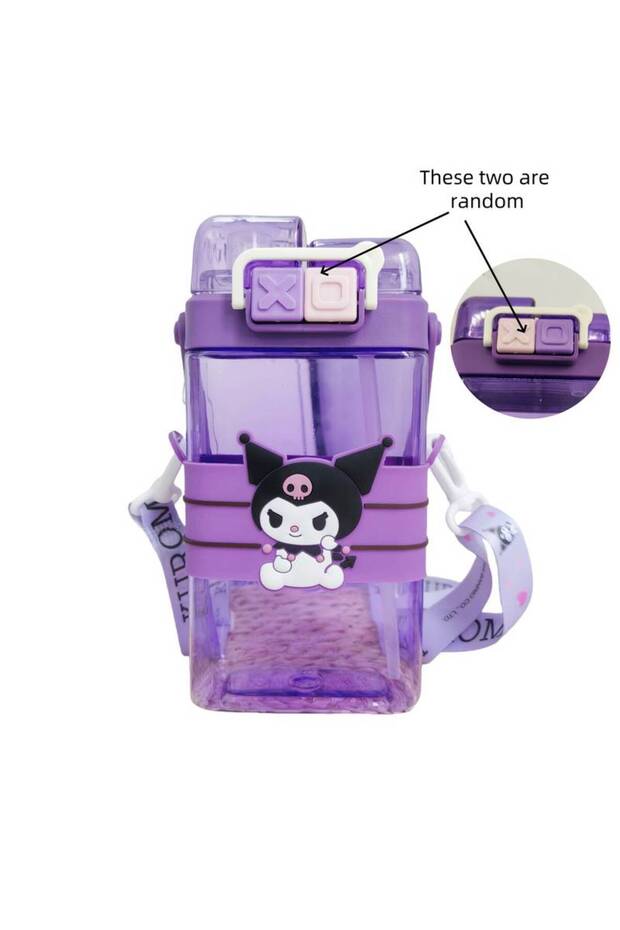 Figured Water Bottle Flask 520ml Two-Compartment Lid with Strap Plastic Ad30254