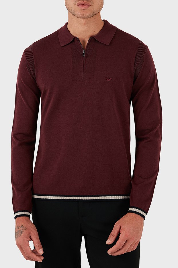 100% Wool Regular Fit Half Zipper Polo Neck Sweater Men's Sweater Em001512 Af14158 U5