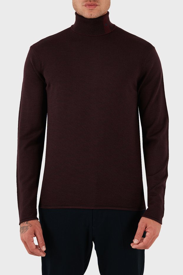 100% Wool Regular Fit Turtleneck Logo Sweater Men's Sweater Em002025 Af14195 F5009
