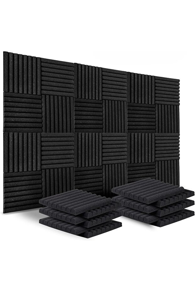 Pack of 12 Acoustic Panels - High Density Acoustic Foam - Self Adhesive Acoustic Panel - Sou